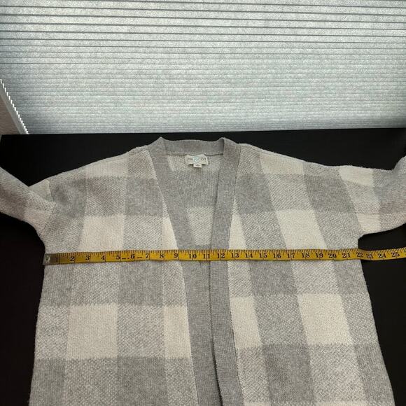 Jun & Ivy Gray Checkered Long Sleeve Open Front Knit Cardigan Size Medium - Picture 11 of 12
